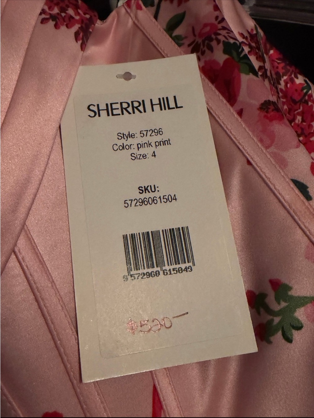Sherri Hill Pink Floral Strapless Mini Dress - Picture 3 of 7